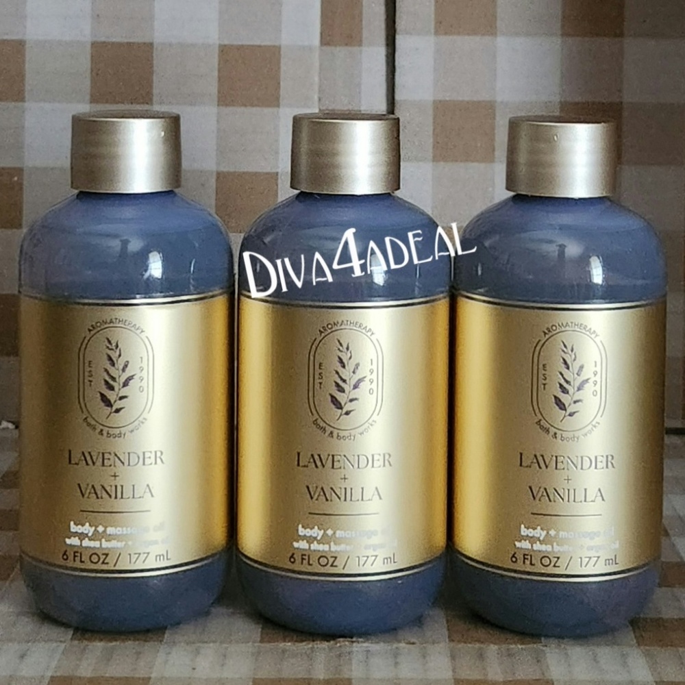 3x Bath & Body Works Aromatherapy LAVENDER + VANILLA 6 OZ Body + Massage